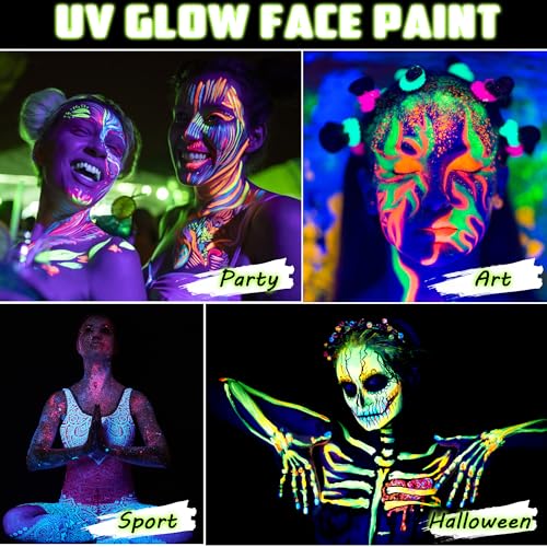 CCbeauty 8 Colors Neon Liquid Face Paint Pen - Waterproof UV