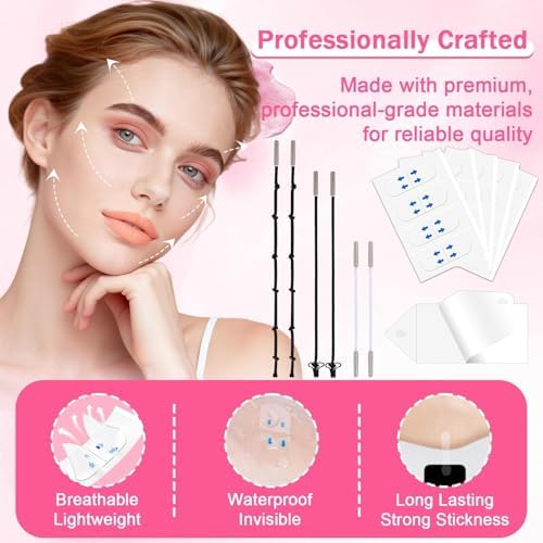 NBF Face Neck Tape Lifting Invisible, Face Lift Tape, 140 PCS Instant Facelift Tape with 9 Strings, Makeup V-Shaped Face Tapes for Lifting Sagging Skin Double Chin Eyes Wrinkles