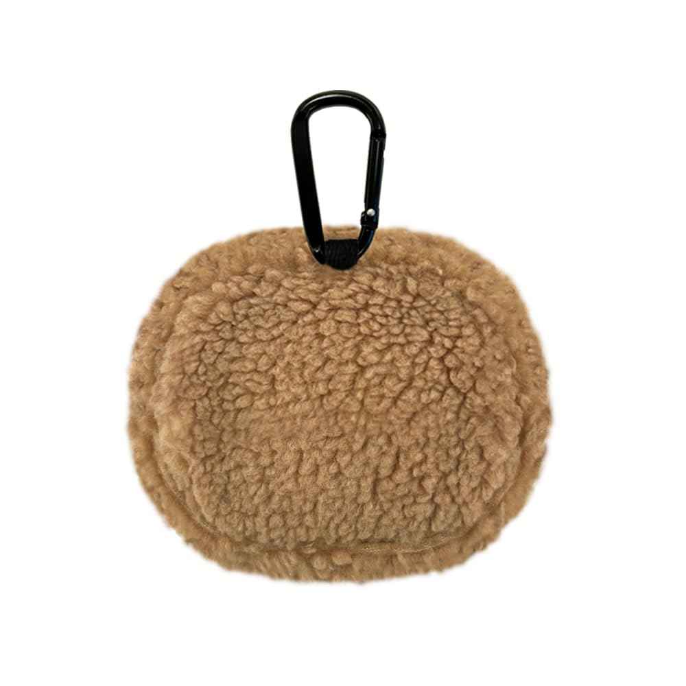 kimhachan Pluffy Character Pouch with Carabiner | Cute Mini Accessory Bag Pocket Organizer for Women Makeup Organizer Case (Umahji (Brown))