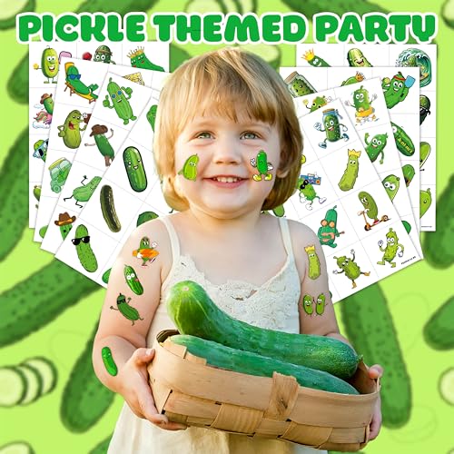96 PCS Pickle Temporary Tattoos for Kids | Pre-Cut Party Favors