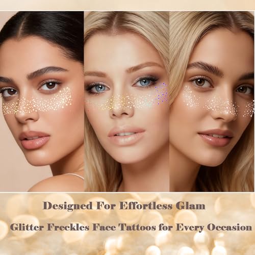 36 Pc Glitter Freckles Face Tattoo Set - Waterproof
