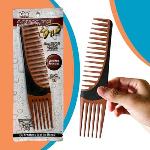 ALAZCO Premium Duo Combo Detangling Hair Lifting Comb Wide Tooth Teasing Curly Straight Thick Wet Shower Wavy Afro Long Mohawk Wigs Men Women Volume Styling Heat Resistant Non-Slip