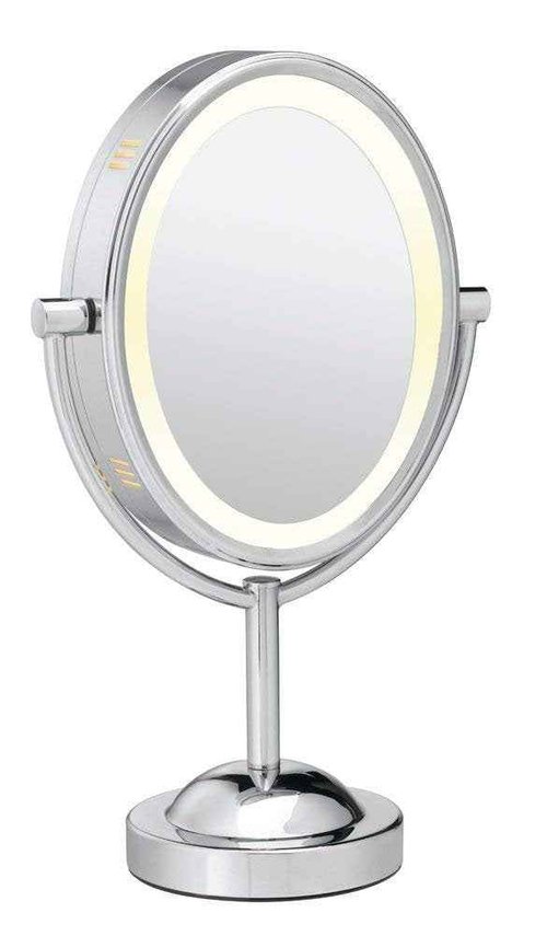 Conair Lighted Makeup Mirror, LED Vanity Mirror, 1X/7X Magnifying Mirror, Double Sided, Corded in Polished Chrome