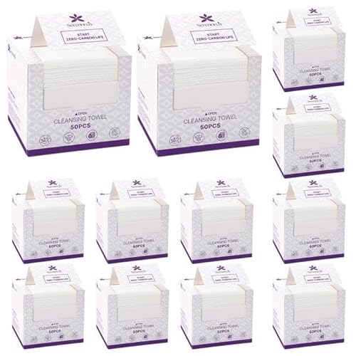 Disposable Face Towels, 10" x 12", Ultra Thick Face Towelettes for Sensitive Skin, Extra Soft Makeup Remover Dry Wipes, 600 Count
