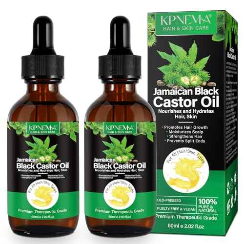 Jamaican Black Castor Oil for Hair Growth, 2 Packs Multipurpose Cold Pressed 100% Natural Castor Oil Organic for Hair and Skin Care