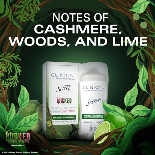 Olay Wicked Body Wash + Secret Invisible Solid Antiperspirant Deodorant Bundle, Wickedly Wonderful Elphaba¡¯s Edition, Cashmere Woods & Lime Scent, 20 fl oz + 2.6 oz (Pack of 2)