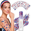 100 Patriotic Temporary Tattoos + Glitter Gel Stick Kit