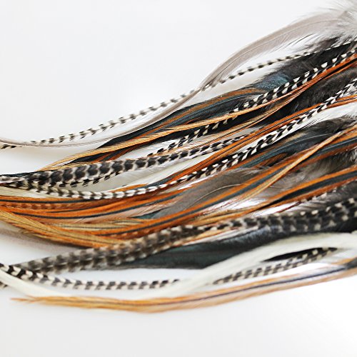 Feather Hair Extensions - 25 Loose Rooster Feathers with Micro Beads