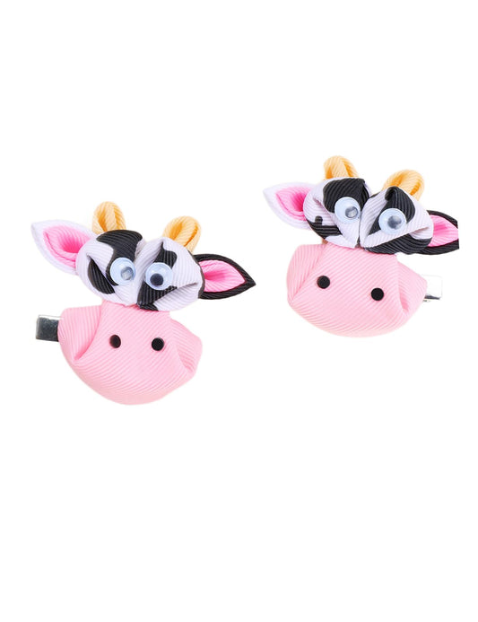 Cow Stria Bow Hair Clips Pink Moo Cow Bows Hair Pin Cow Print Hair Clips Cowgirl Princess Bow BBG99 (Bow-B3)