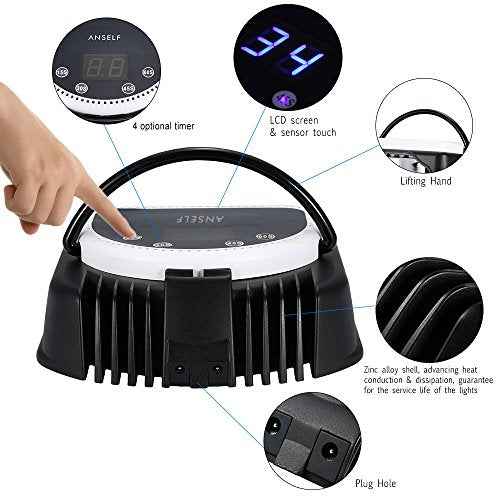 Anself 64W Pro LED Gel Nail Dryer Curing Lamp Nail Polish Machine 110-240V With Lifting Handle Touch Sensor LCD Screen