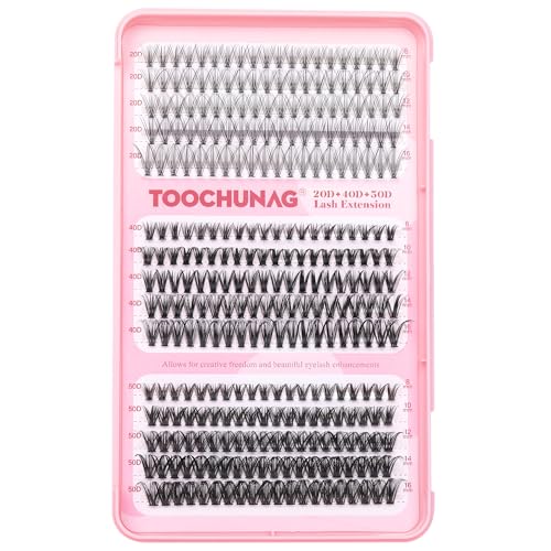 20D+40D+50D Lash Clusters 300pcs Cluster Eyelash Extensions C+D Mix Curl Individual Lashes Extension 8-16mm DIY Lash Extension Wispy False Eyelashes Clusters by TOOCHUNAG