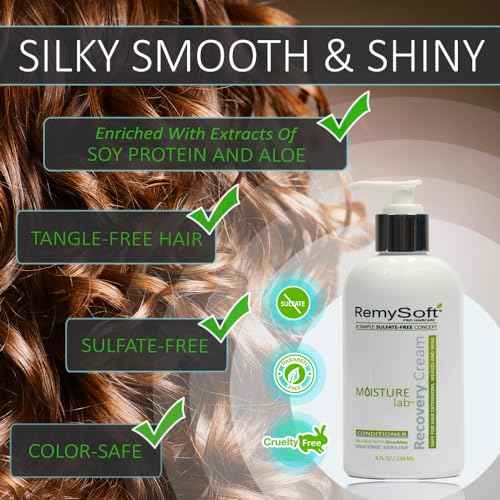 RemySoft Moisturelab System - Safe for Hair Extensions, Weaves and Wigs - Salon Formula Shampoo, Conditioner & Serum - Gentle Sulfate-free Lather