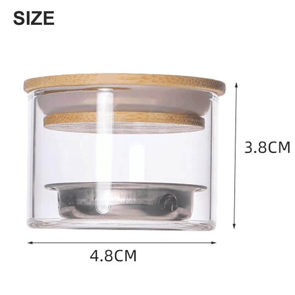 Honey Joy Acrylic Liquid Powder Glass Dappen Dish Glass Cup w Lock Bamboo Cap Lid Bowl for Acrylic Nail Art Kit (HJ-NAPB067-2pcs)