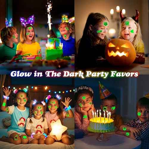 96 PCS Soccer Ball Pre-Cut Luminous Glow in The Dark Temporary Tattoos Themed Birthday Party Decorations Favors Supplies Decor Europa Sports Tattoo Stickers Gifts For Game Boys Girls Class School