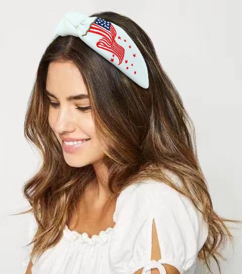 CULHEITE Red White and Blue Headband USA Flag Headband Patriotic Star Independence Day 4th of July Accessories for Women Girls