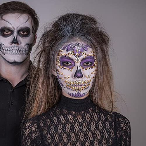 Halloween Face Jewels Temporary Tattoos - 3 Sheet Gem Stickers