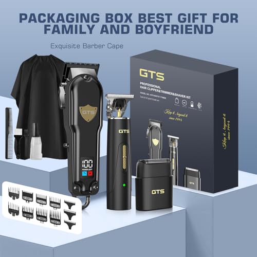 GTS PRO Black Cordless Hair Clippers & Beard Trimmer Set with IPX7 Waterproof Shaver