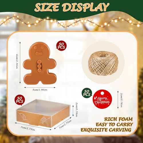 Maxcheck 50 Sets Christmas Bar Soap Gift Set Christmas Handmade Soaps Tree Socks Gingerbread Snowflakes Body Soaps with Exquisite Box Christmas Stocking Stuffers Gifts for Guests (Gingerbread)