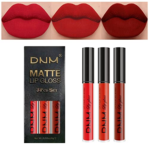 3Pc Red Matte Liquid Lipstick Set - Long Lasting Waterproof