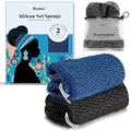 CORATED Blue & Black African Net Sponge Exfoliating Bath Loofah for Full-Body Cleansing