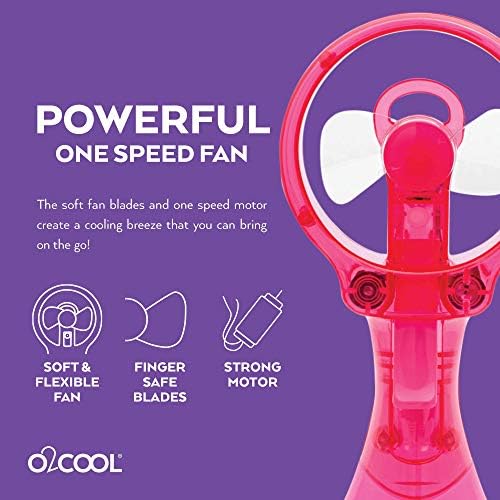 O2COOL Deluxe Handheld Battery Powered Water Misting Fan (Raspberry)