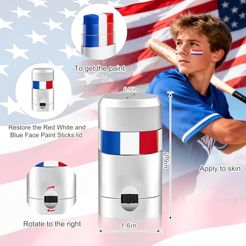 Red White Blue Eye Black Stick - Patriotic Face Paint