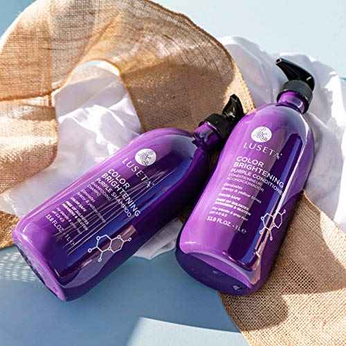 L LUSETA Color Brightening Purple Shampoo and Conditioner Set for Blonde and Gray Hair, Infused with Cocos Nucifera Oil to Help Nourish, Moisturize and Condition Hair, 2x33.8oz