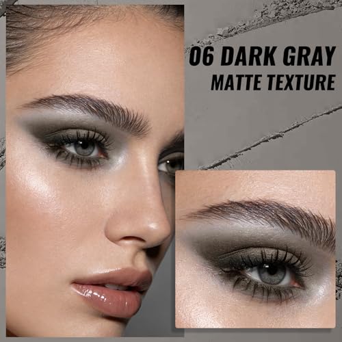 Dark Gray Matte Eyeshadow Single Palette with Mirror