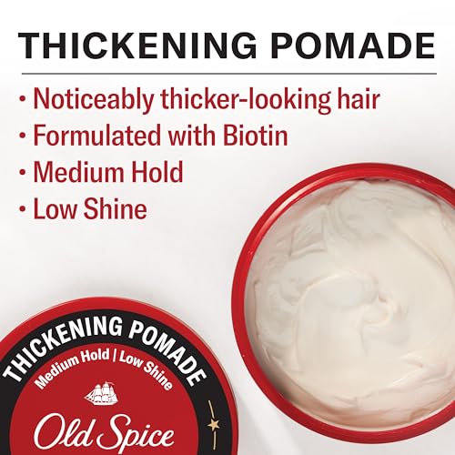 Old Spice Hair Thickening Pomade for Men, Medium Hold with Low Shine, 2.22 oz