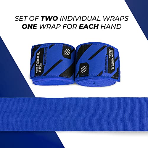 Sanabul Elastic 180 inch Boxing Handwraps | Boxing Gloves Muay Thai MMA Boxing Hand Wraps | Blue, 180"