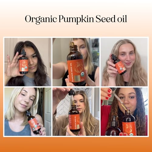 Maple Holistics Organic Pumpkin Seed Oil - 4oz Cold Pressed Hair & Face Oil with USDA Certification - Pure & Unrefined