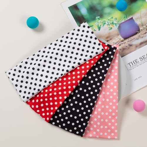 Womens Polka Dot Headband - 4PCS Head Bands for Women's Hair Stretchy Non Slip Wraps Fashion Soft Wide Headbands Yoga Workout Hair Accessories