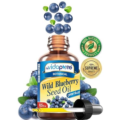 MYVIDAPURE WILD BLUEBERRY SEED OIL 100% Pure Unrefined Virgin Cold Pressed. Moisturizer for Face, Skin, Hair, Nails, Scars, Anti Aging (0.5 Fl Oz)