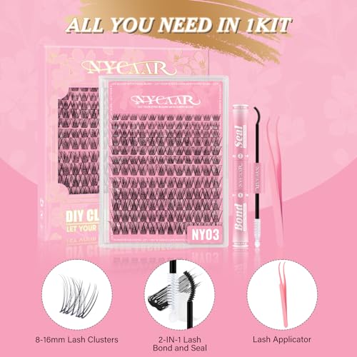 Lash Clusters Kit Wispy D Curl 144Pcs 8-16mm DIY