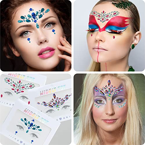 Face Gems Rhinestone Stickers Kit, 9 Sets Glitter & Body Jewels