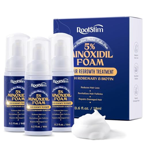 RootStim 5% Minoxidil Foam for Men & Women Hair Loss Treatment, Thicker Fuller Hair, 6 Fl Oz