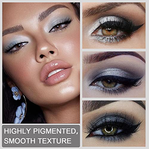 9-Color Smokey Grey Glitter Eyeshadow Palette | Waterproof
