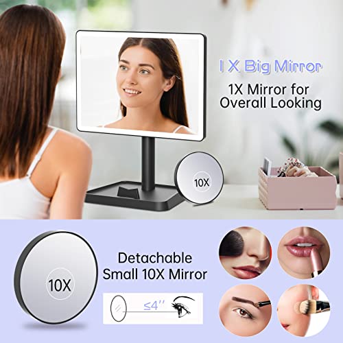 FUNTOUCH Rechargeable Lighted Makeup Mirror with Phone Holder