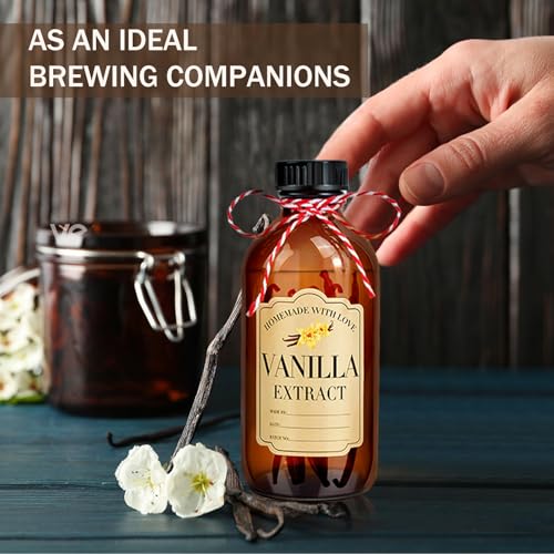 16pc 8oz Amber Glass Boston Round Bottles with Caps