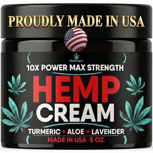 Hemp Cream Maximum Strength-Full Body Hemp Lotion HempOil Infused-Lavender, Aloe, Turmeric, Aches, Muscles, Joints, Back, Knees, Neck-Made in USA