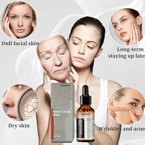 2PC CARVENCHY Vitamin C Facial Serum Essence, Hydration, Skin Moisturized, Vitamin C Serum, Anti Aging & Wrinkle Facial Serum(30ml)