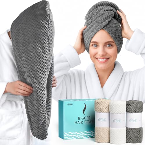 Microfiber Hair Towel Wrap 3-Pack | 30x10 Quick-Dry