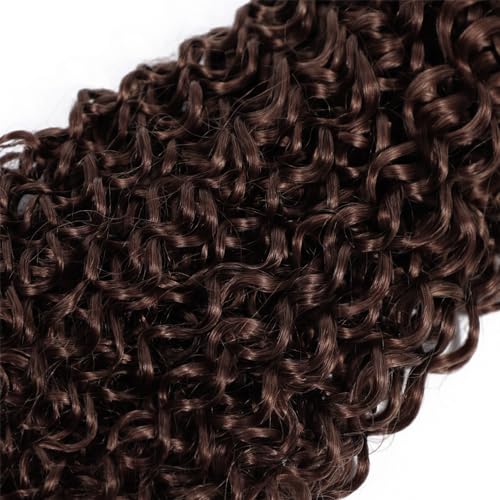 G4-DarkBrown-J 20 22 24 Inch Brown Curly Wave Human Hair Bundles - 3 Pack