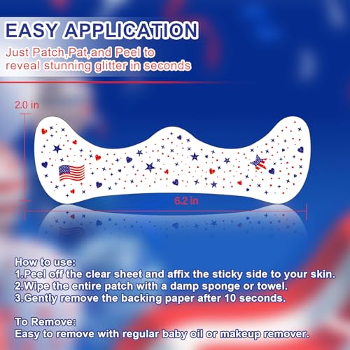 20 Pcs Patriotic Glitter Face Tattoos - 4th of July