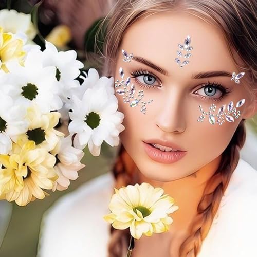 Face Gem Stickers - 6 Sheets Diamond Rhinestone Forehead Stickers