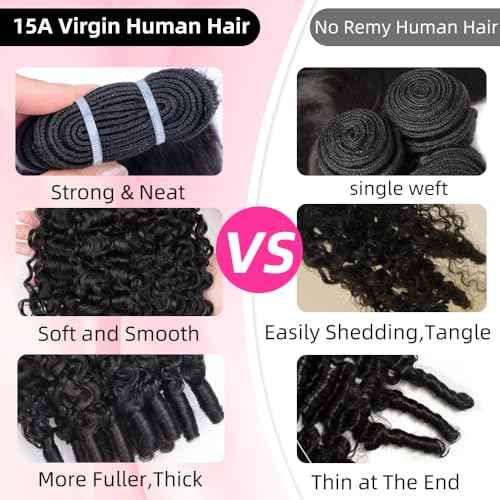PerisModa Burmese Curly Bundles Human Hair 16 18 20 Inch 3C4A Raw Water Wave Quick Weave Hair 3 Bundles with Spiral Curly Ends 100% Unprocessed 15A Virgin Kinky Curly Human Hair Bundles Natural Black