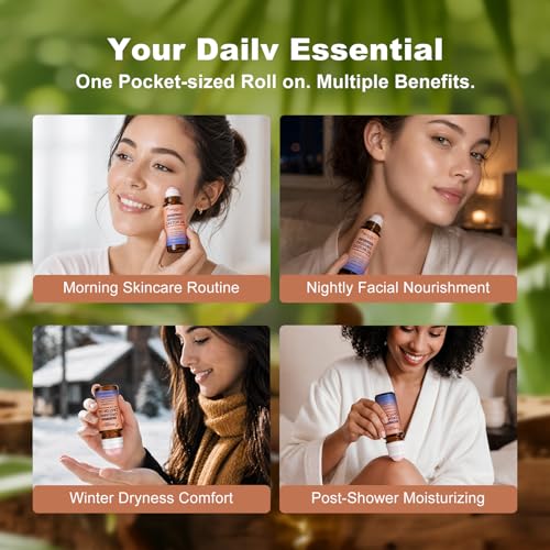 Organic Castor Oil Roll-On with Rose Quartz Roller - 50ml, Pure & Cold-Pressed