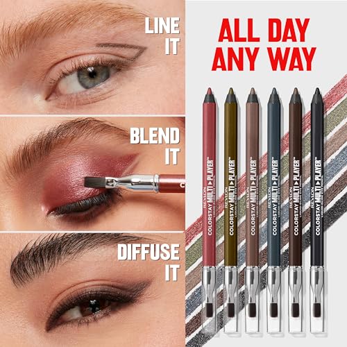 REVLON ColorStay Multiplayer Liquid-Glide Eye Pencil, Multi-Use Makeup With Blending Brush, Blends Then Sets, Creamy Texture, Waterproof, Smudge-proof, Longwearing, 401 Checkmate, 0.03 Oz