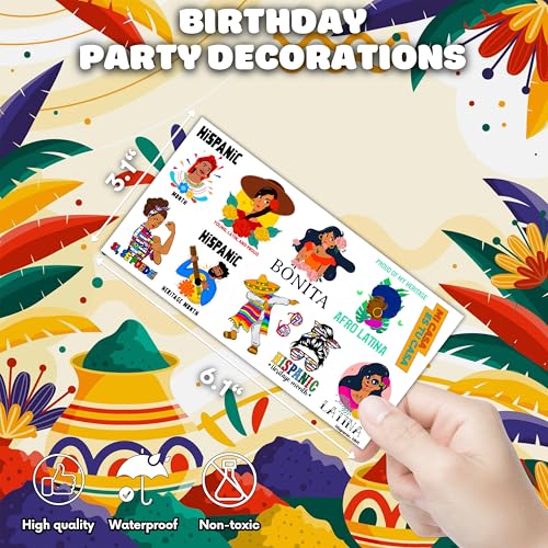 Hispanic Heritage Month Temporary Tattoos - 87 PC Tattoo Stickers