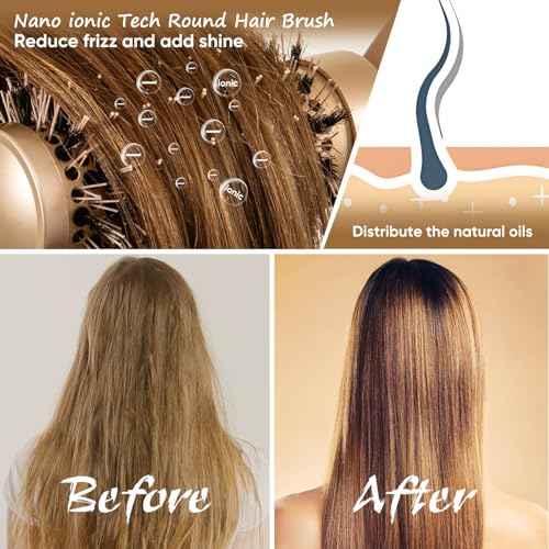 Round Brush for Blow Out, Round Hair Brush Set for Blow Drying, Nano Thermal Ceramic Ionic Tech, with Boar Bristles, for Styling, Curling, Add Volume (2Pack - 2.9/2.5 Inch, Barrel 1.7 Inch)
